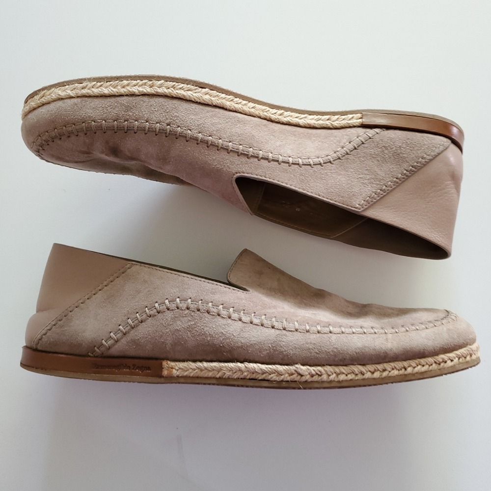 Ermenegildo Zegna Mens 9 Suede Espadrille Sneaker Loafer Shoe Taupe Beige